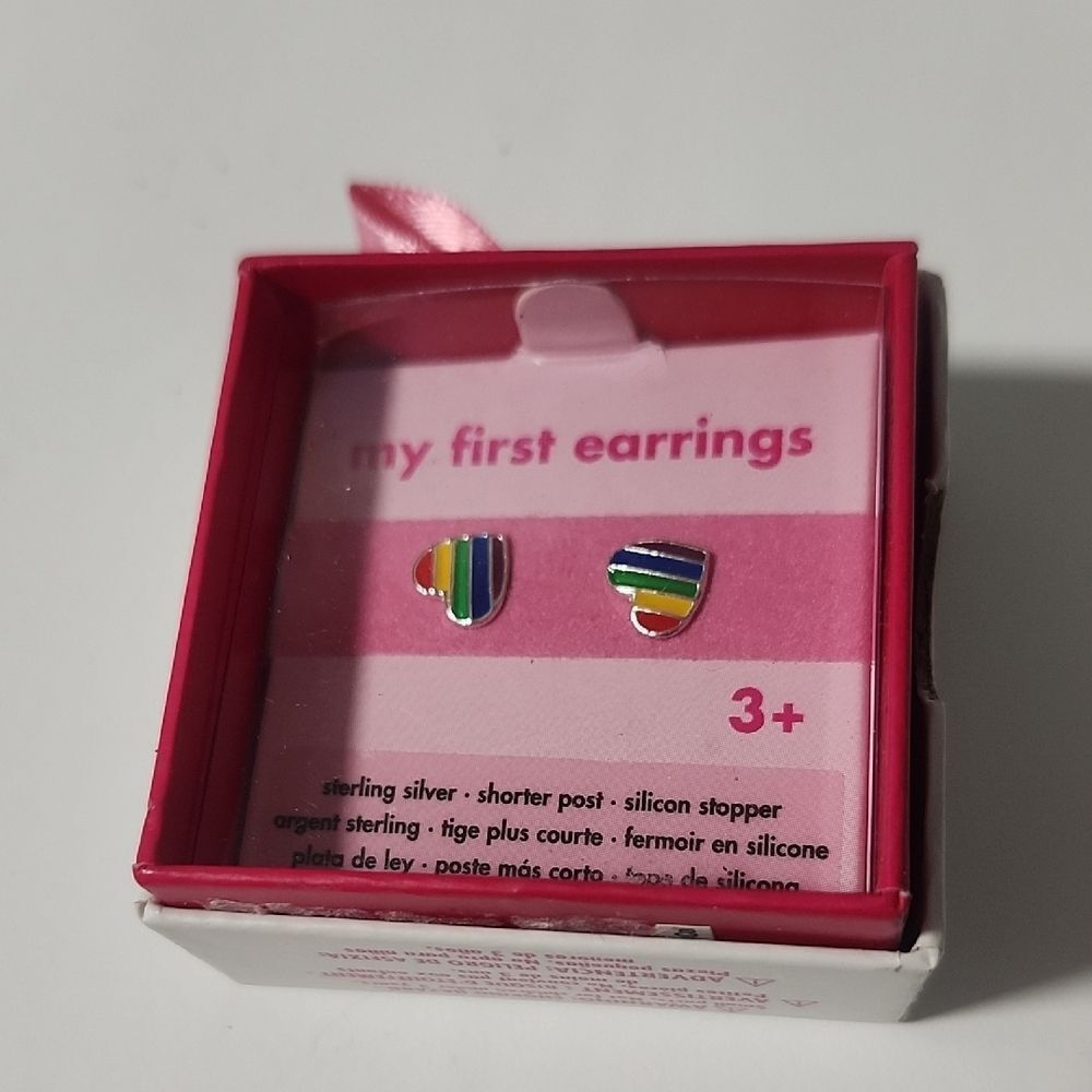 Colorful Heart Earrings Sterling Silver
